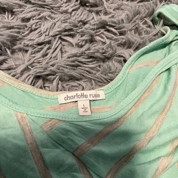 Vintage Y2K Charlotte Russe Mint Green Striped Maxi Dress USA Made Large - Picture 6 of 6